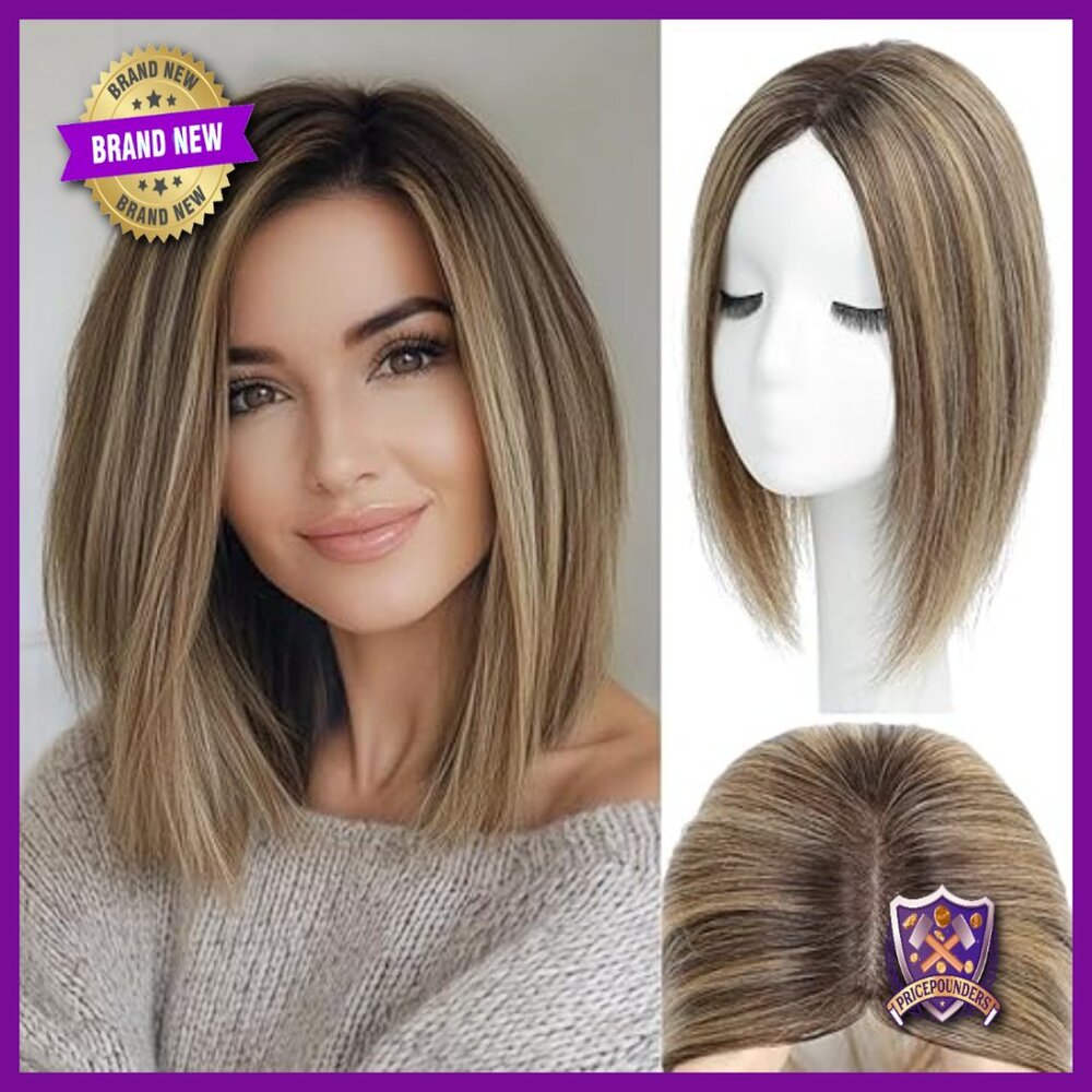 Real Human Hair Topper 12 Inch Mono Base for Thinning Hair Add Volume